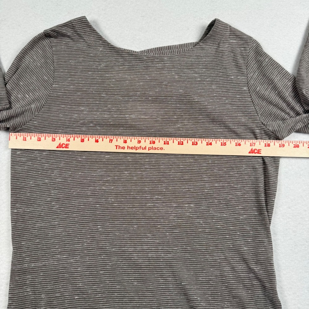 Prana Esme Top Womens Medium Gray Striped Long Sleeve Shirt Side Slits - Picture 3 of 7